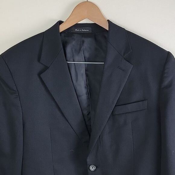 CHAPS Pure Wool Suit Blazer Men's size 42R Two Button Black Vintage - Picture 5 of 11